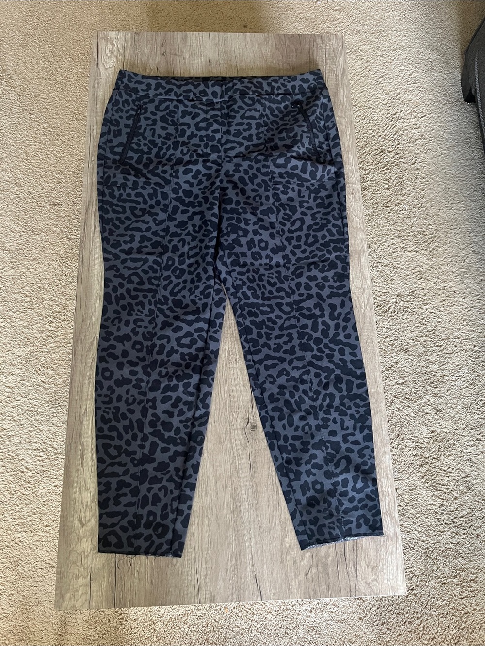 Lane Bryant Black and Charcoal Leopard Cropped Ankle Pants